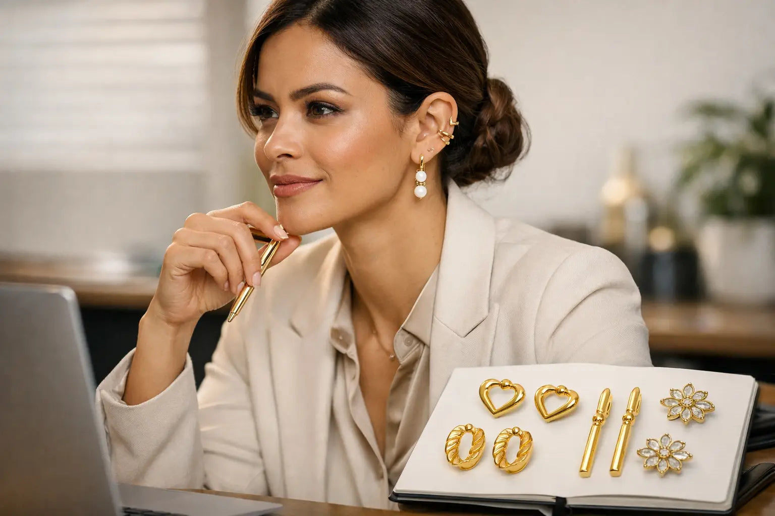 5 brincos dourados para trabalhar com elegância