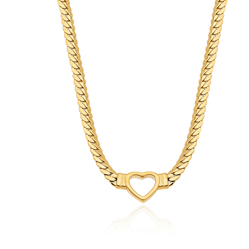 Colar Trançado com Coração Banhado a Ouro 18k