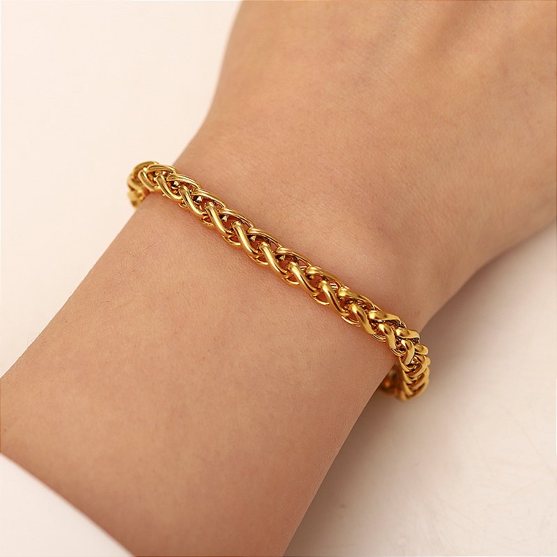 Pulseira Malha 3D Banhada a Ouro 18k
