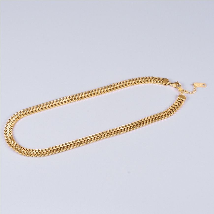 Colar Malha Achatada Banhado a Ouro 18k