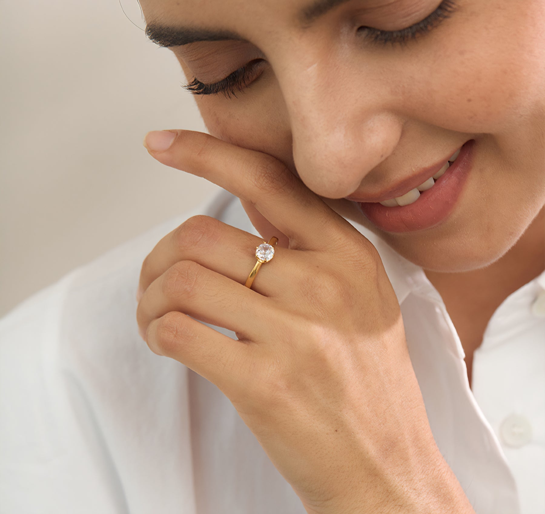 Anel Solitário Zircônia 5mm Banhado a Ouro 18k