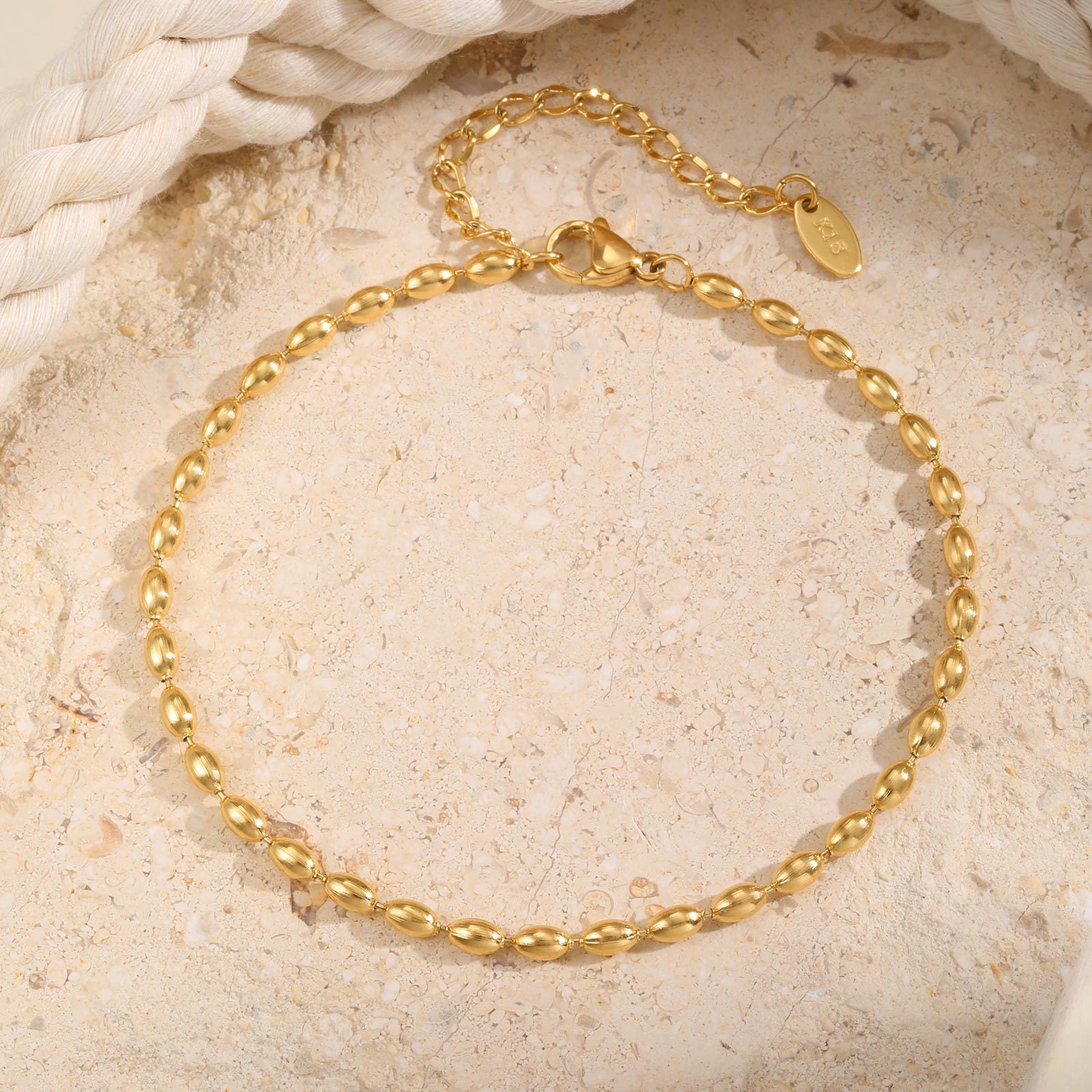 Tornozeleira Bolinhas Banhada a Ouro 18k