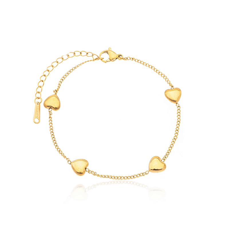 Pulseira Corações Banhada a Ouro 18k