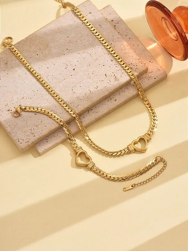 Pulseira Trançada com Coração Banhada a Ouro 18k