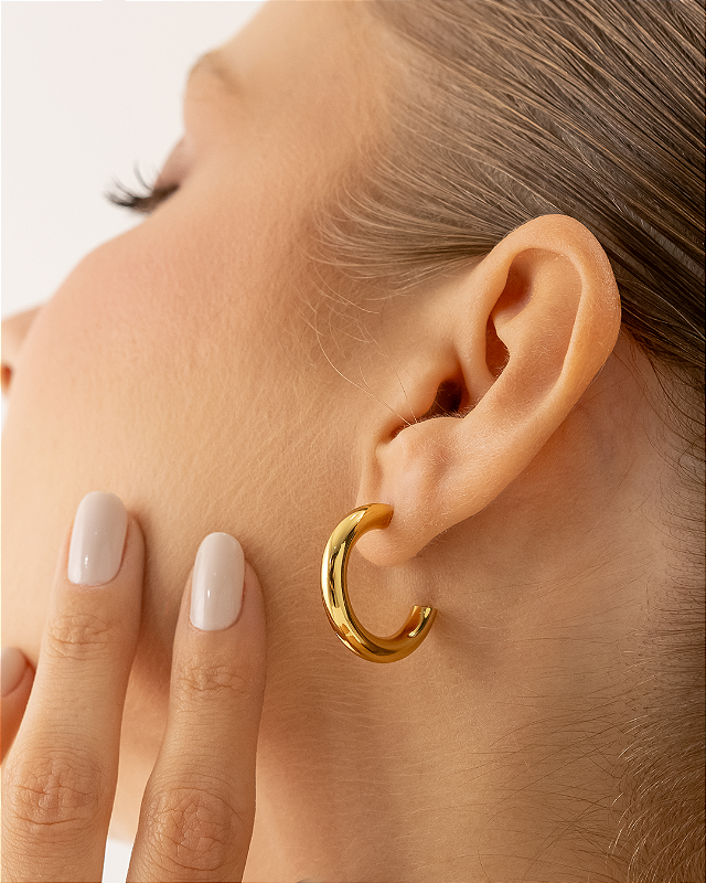 Brinco Argola Clássica 2,5cm Banhado a Ouro 18k