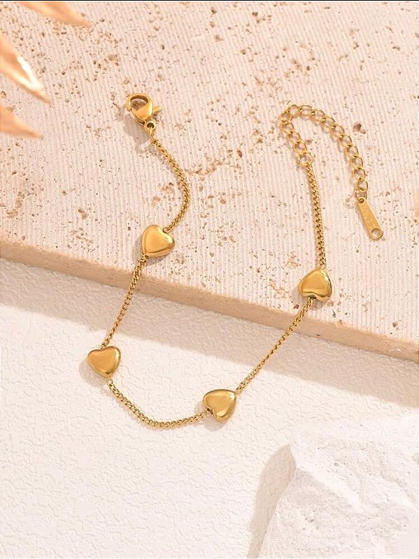 Pulseira Corações Banhada a Ouro 18k