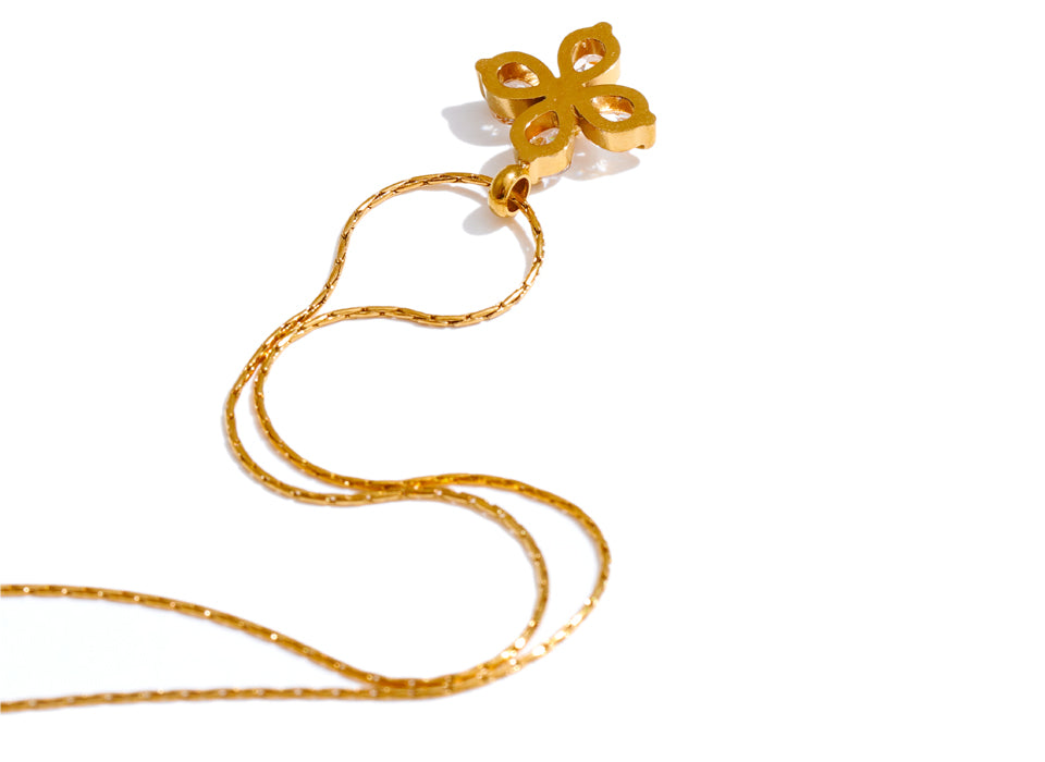 Colar Trevo em Flor Banhado a Ouro 18k