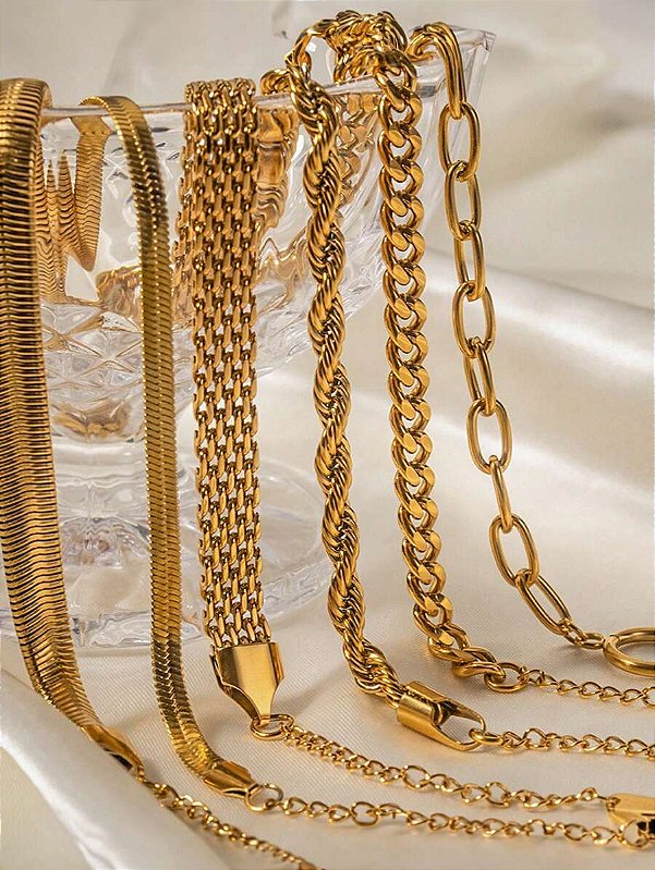 Pulseira Cordão Torcido 5mm Banhada a Ouro 18k