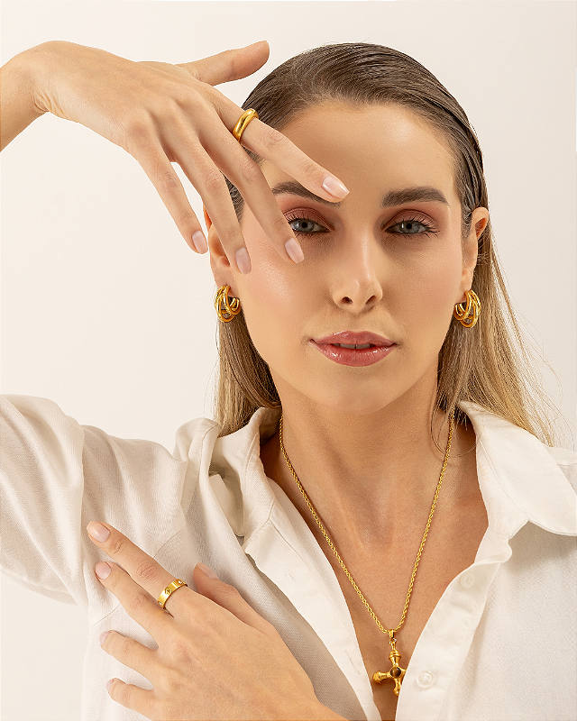 Anel Duna Banhado a Ouro 18k