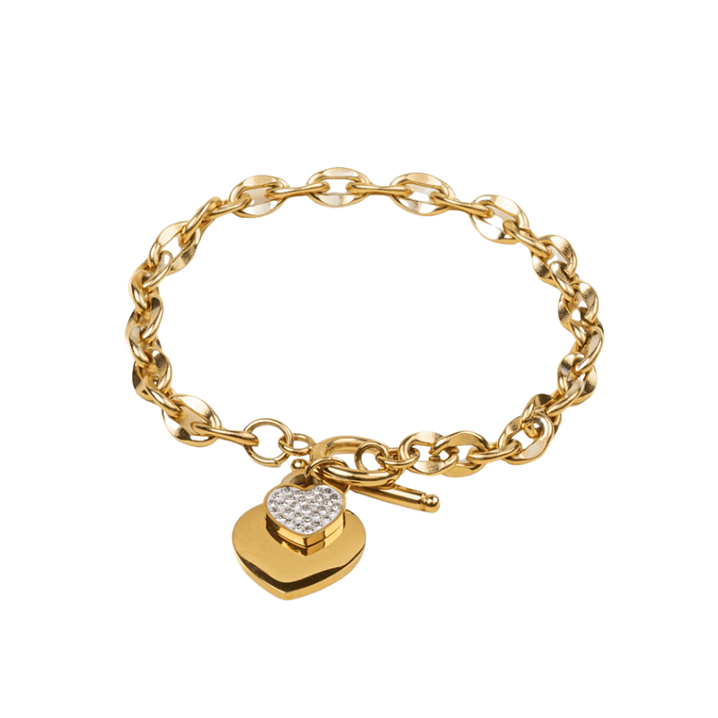 Pulseira Amor com Fecho T Banhada a Ouro 18k