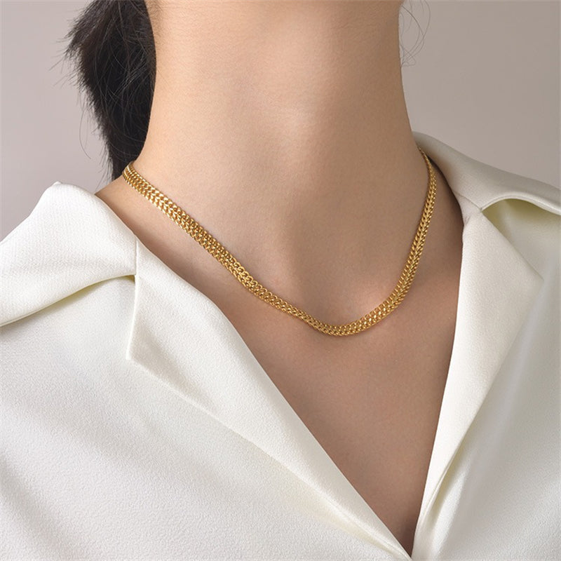Colar Malha Achatada Banhado a Ouro 18k