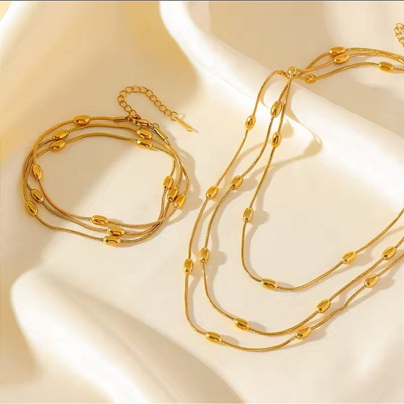 Colar Longo Bolinhas Banhado a Ouro 18k