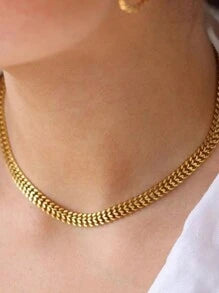 Colar Malha Achatada Banhado a Ouro 18k