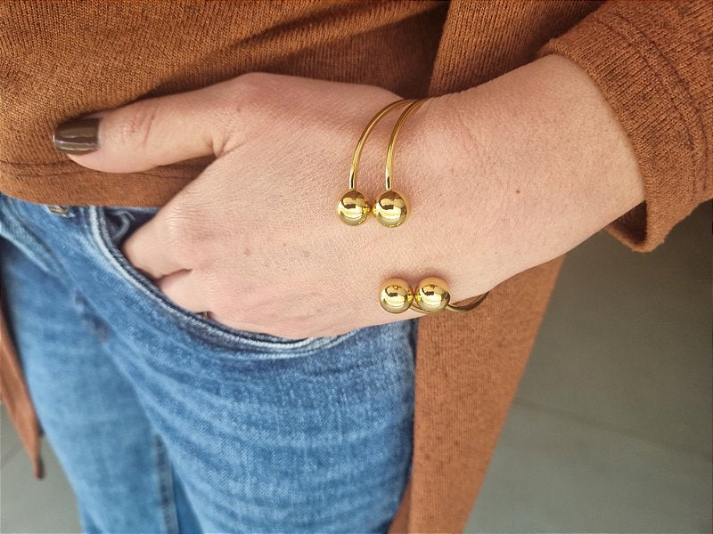 Bracelete Esferas Banhado a Ouro 18k