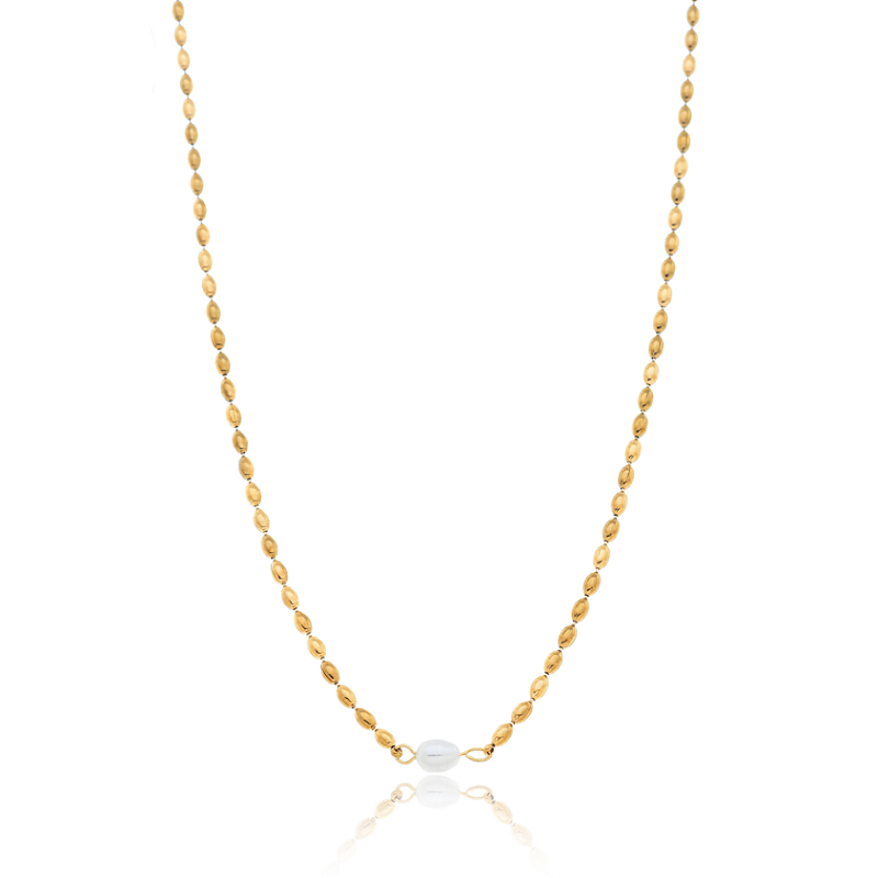 Colar Bolinhas e Pérola Banhado a Ouro 18k