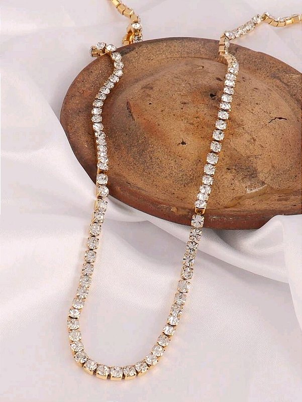 Colar Riviera 4mm Banhado a Ouro 18k