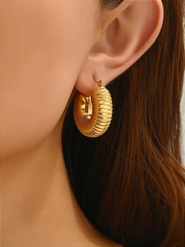 Brinco Argola Caracol Maxi Banhado a Ouro 18k