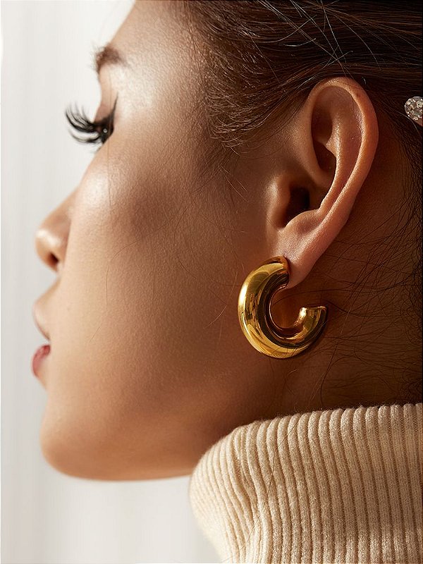 Brinco Argola C Maxi Banhado a Ouro 18k