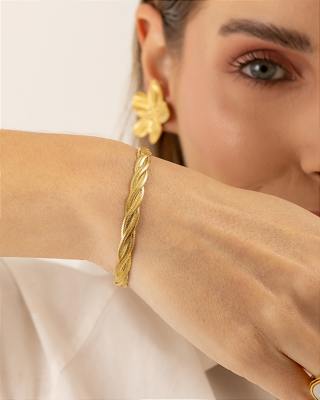 Pulseira Entrelaços Banhada a Ouro 18k