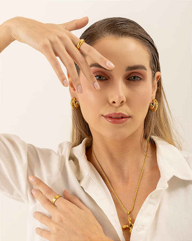 Brinco Argola Tripla Banhado a Ouro 18k