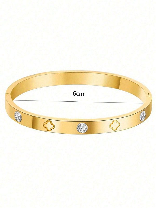 Bracelete Trevo e Ponto de Luz Banhado a Ouro 18k