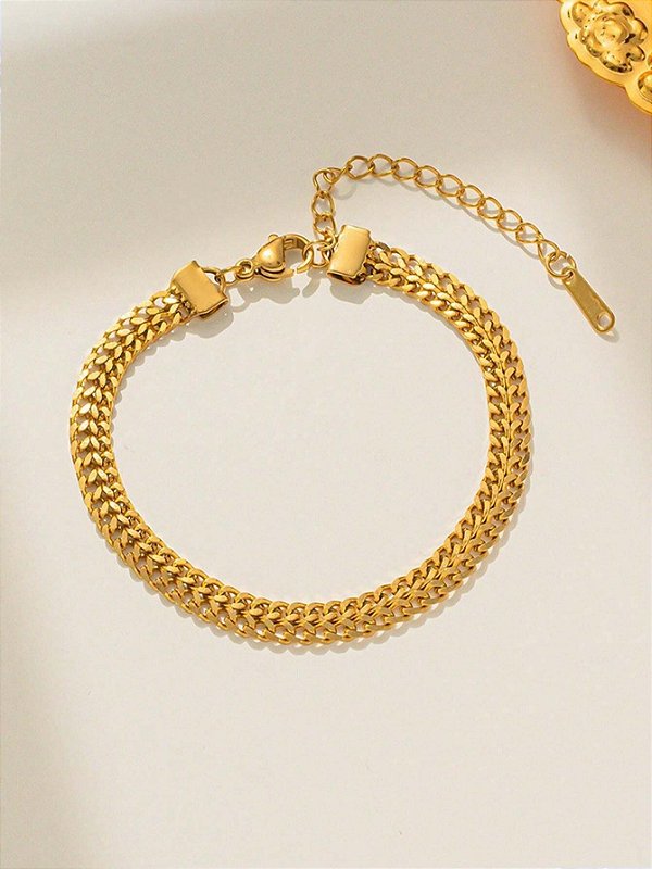 Pulseira Malha Achatada Banhada a Ouro 18k