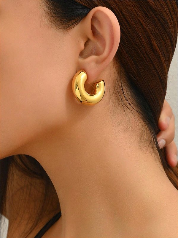 Brinco Argola C Maxi Banhado a Ouro 18k