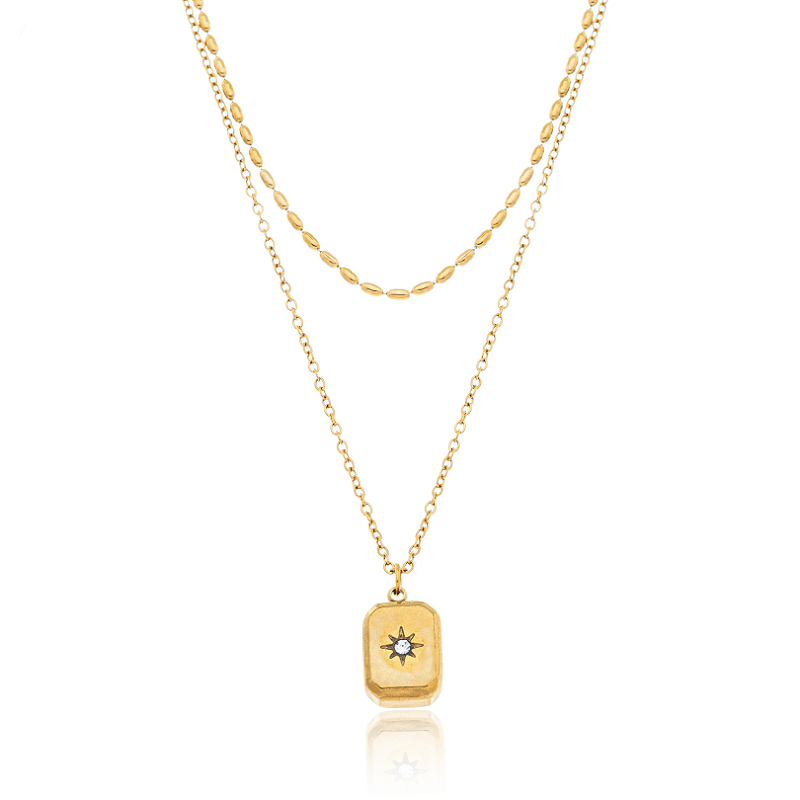 Colar Duplo Caixinha de Estrela Banhado a Ouro 18k