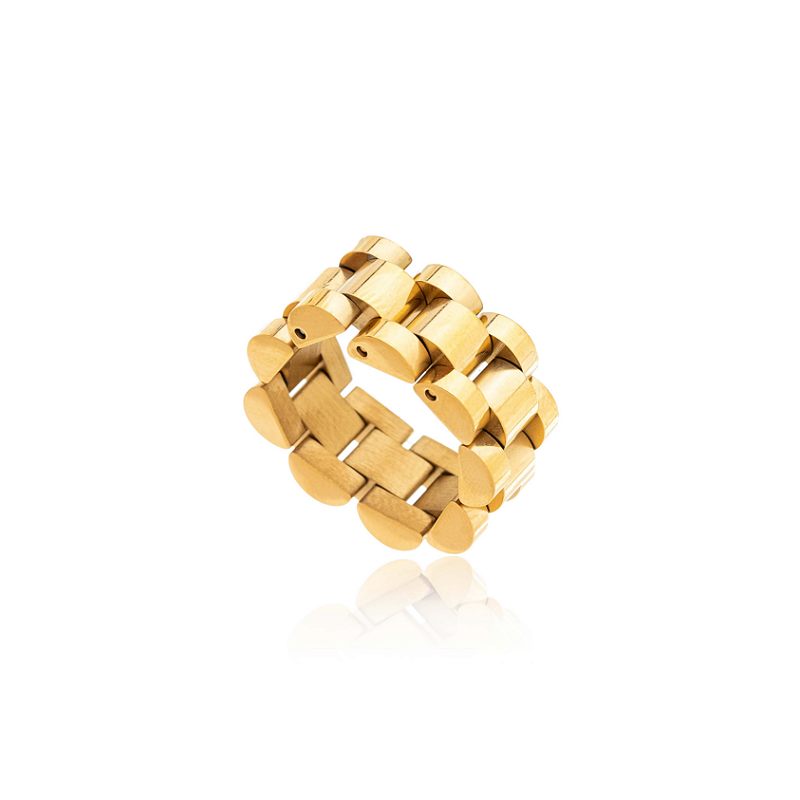 Anel Corrente de Relógio Banhado a Ouro 18k