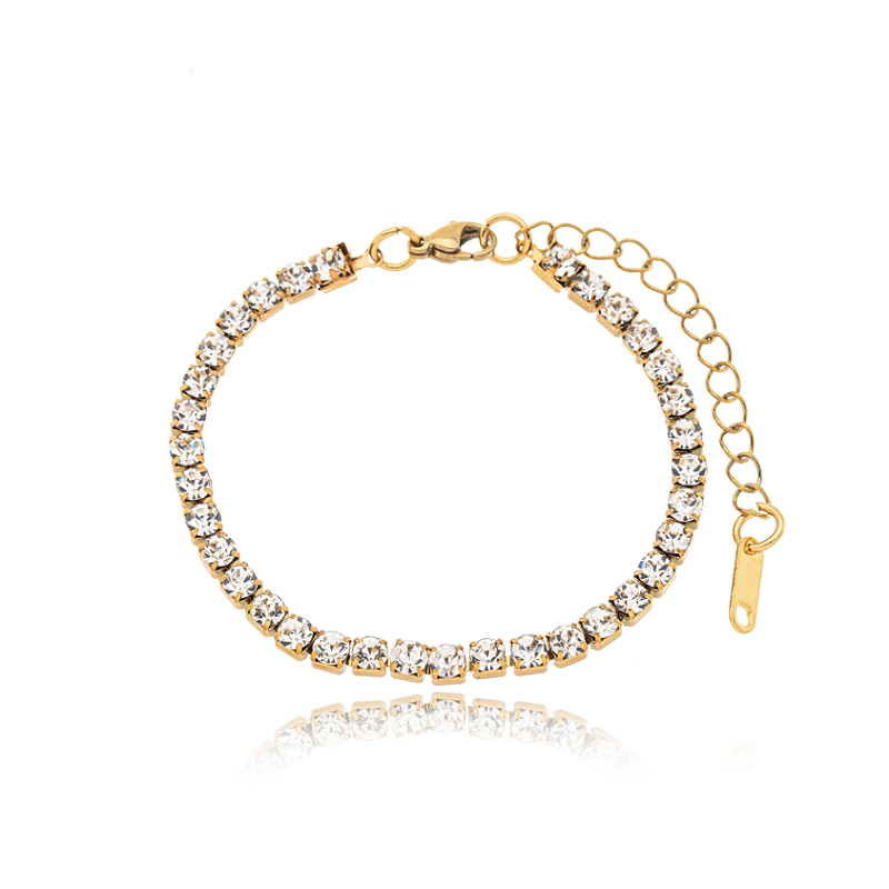 Pulseira Riviera 4mm Banhada a Ouro 18k