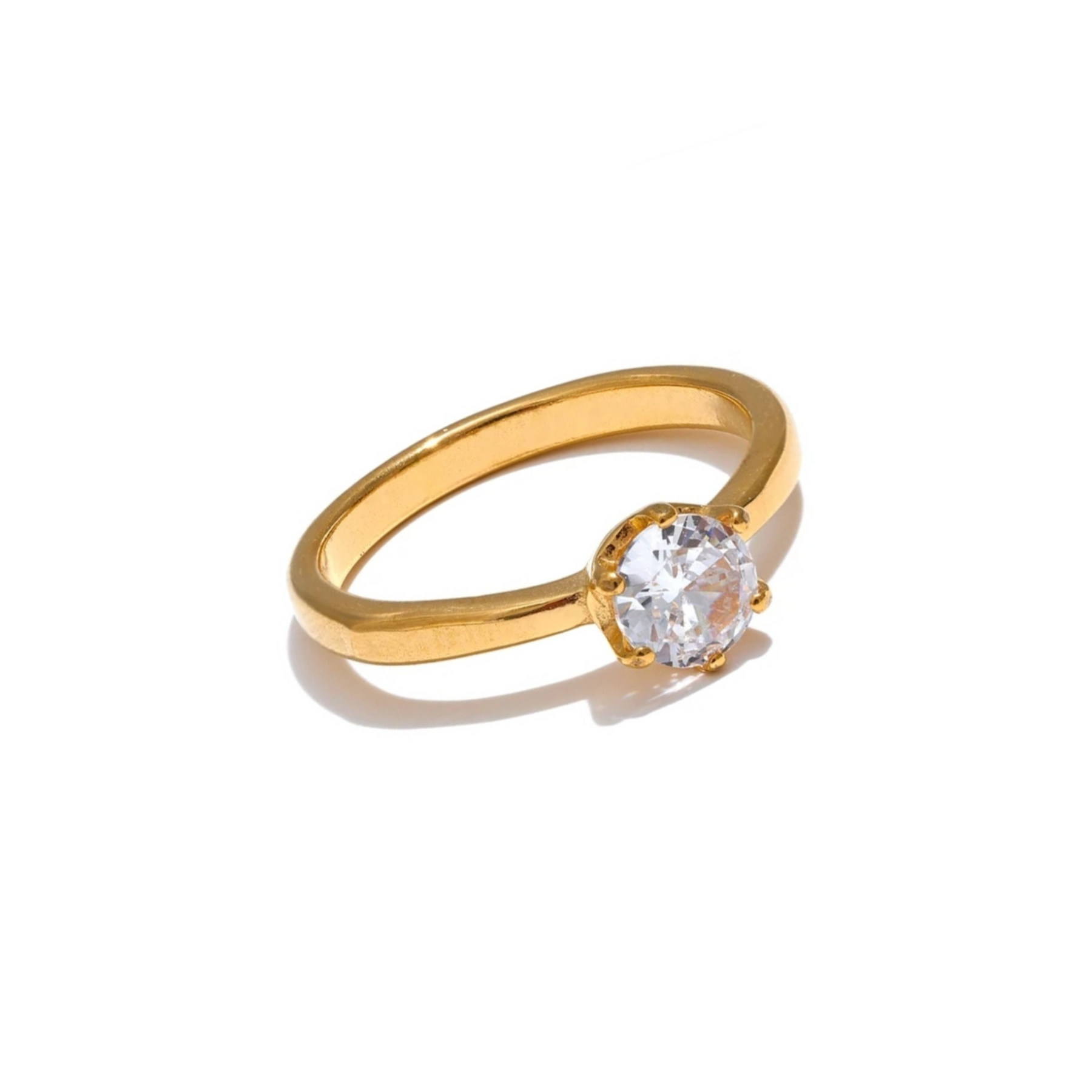 Anel Solitário Zircônia 5mm Banhado a Ouro 18k