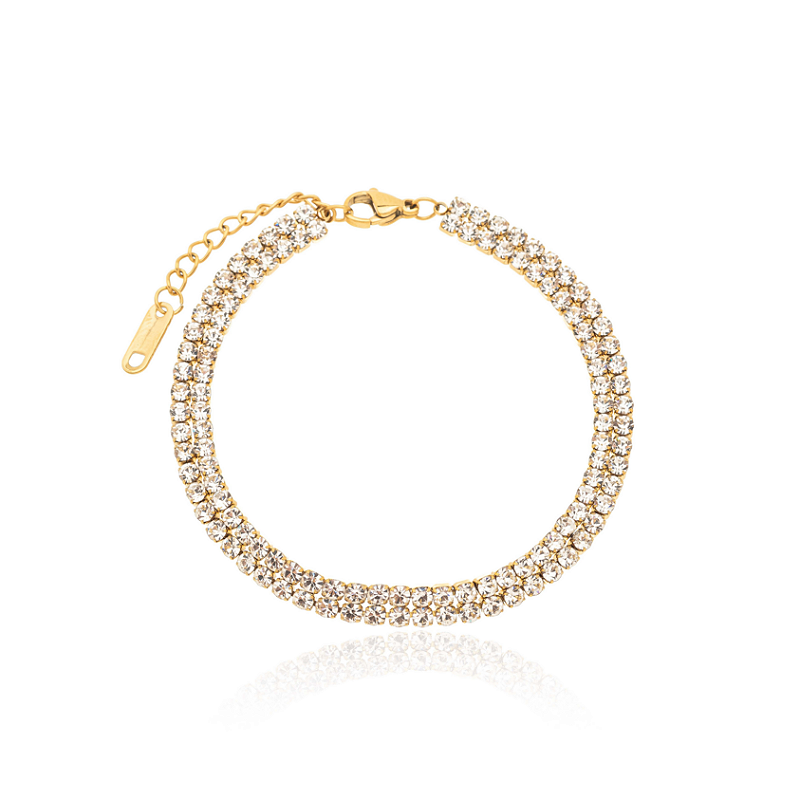 Pulseira Riviera Fileira Dupla Banhada a Ouro 18k