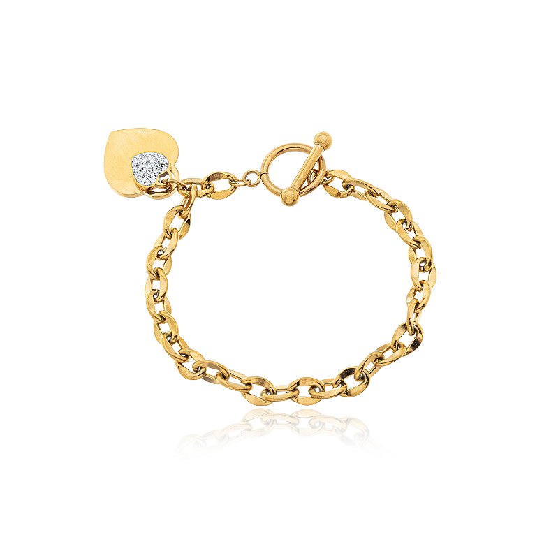 Pulseira Amor com Fecho T Banhada a Ouro 18k