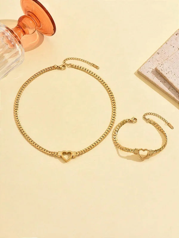 Pulseira Trançada com Coração Banhada a Ouro 18k