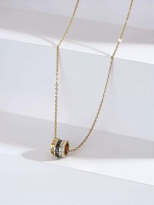 Colar Anel Triplo Banhado a Ouro 18k