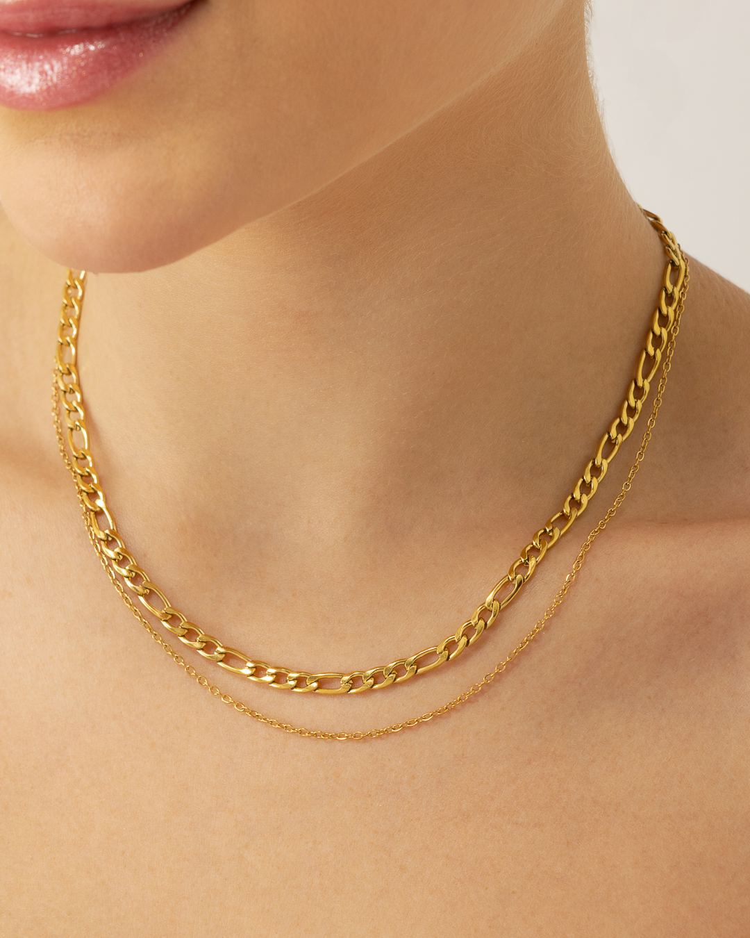 Colar Duplo Corrente 3 por 1 Banhado a Ouro 18k