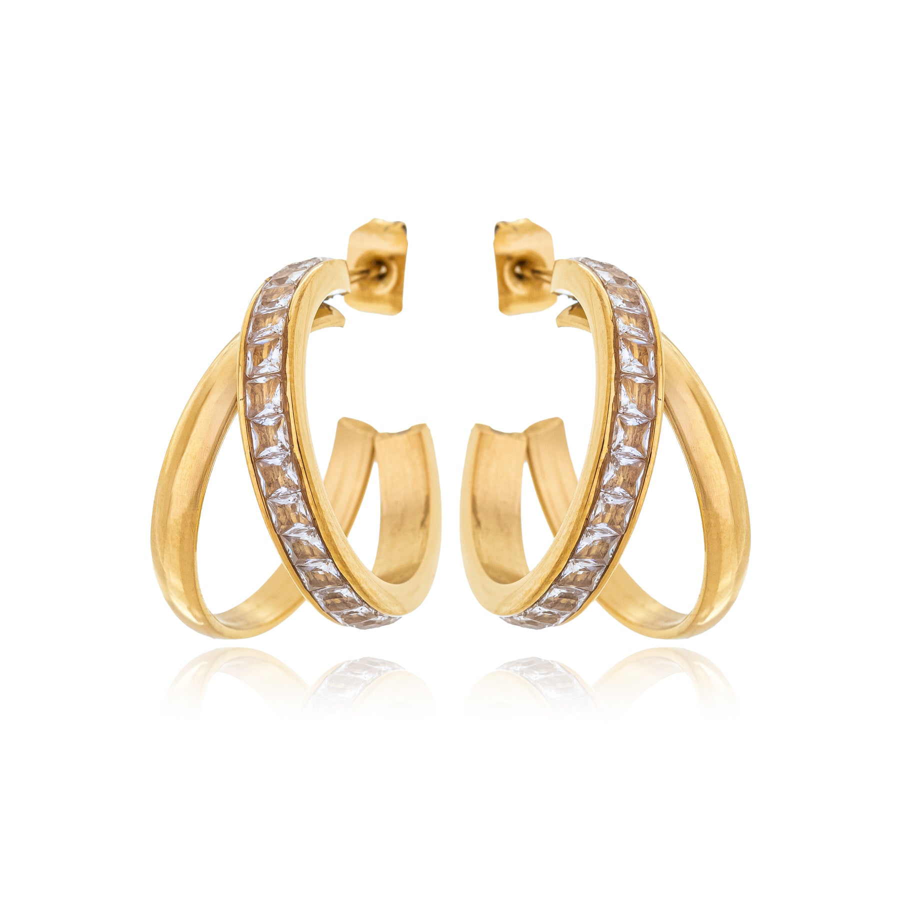 Brinco Argola Dupla Banhado a Ouro 18k