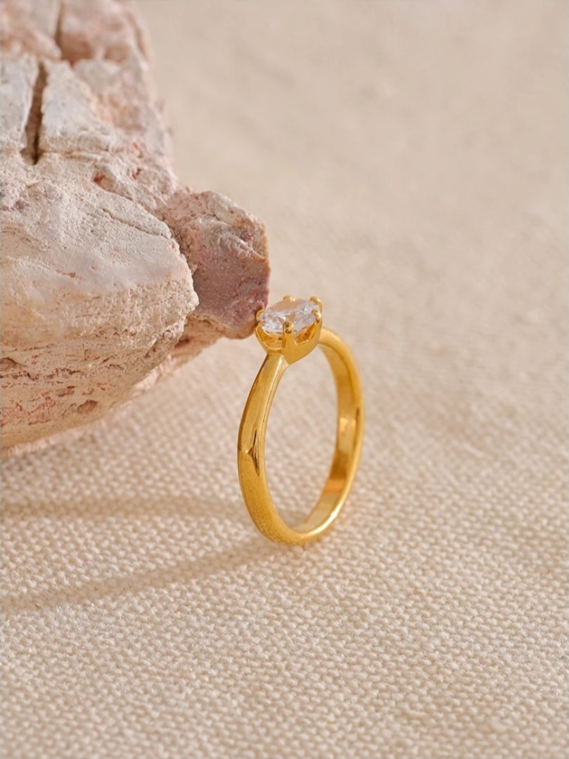 Anel Solitário Zircônia 5mm Banhado a Ouro 18k