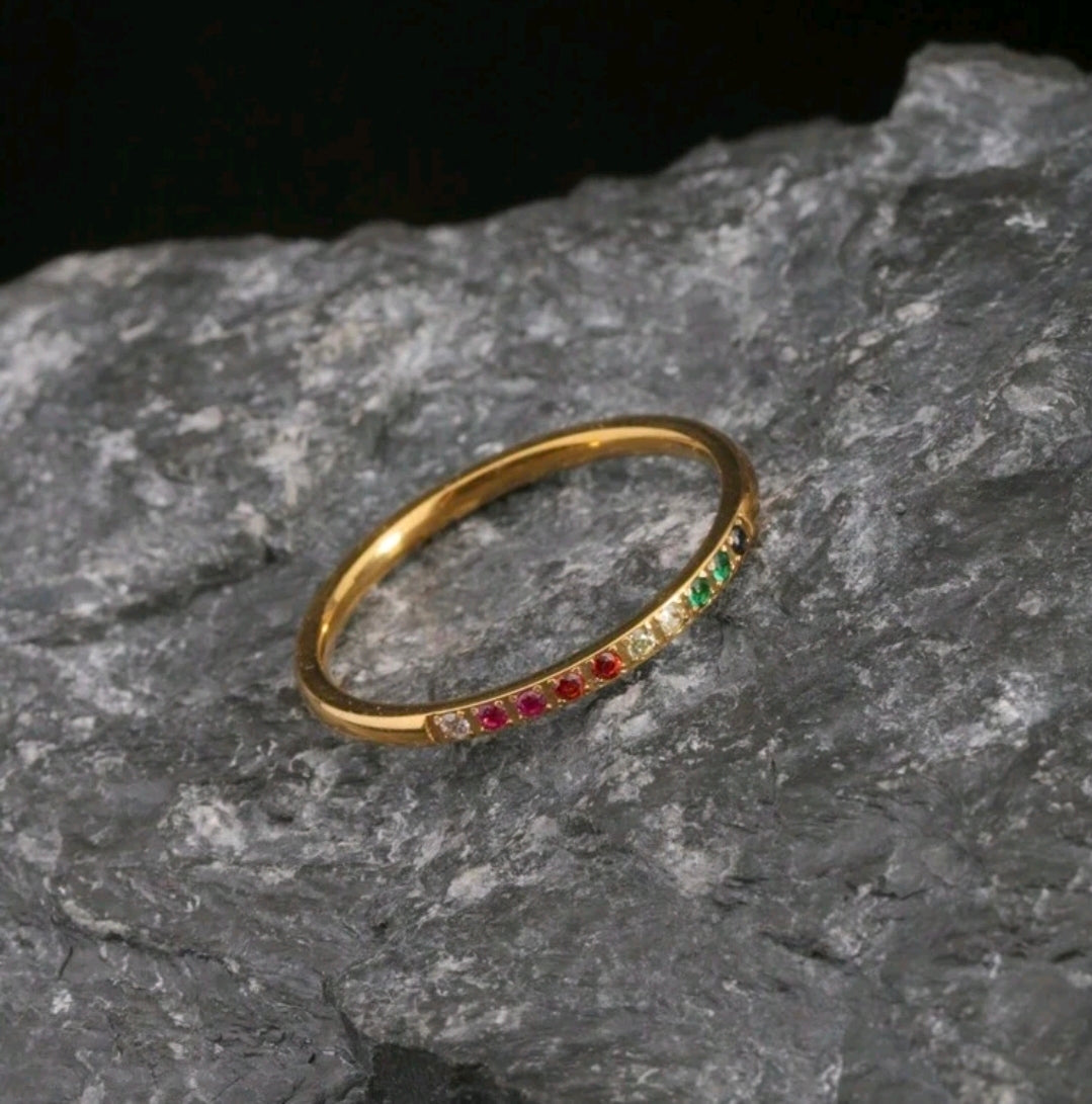 Anel Aparador Cravejado Colors Banhado a Ouro 18k