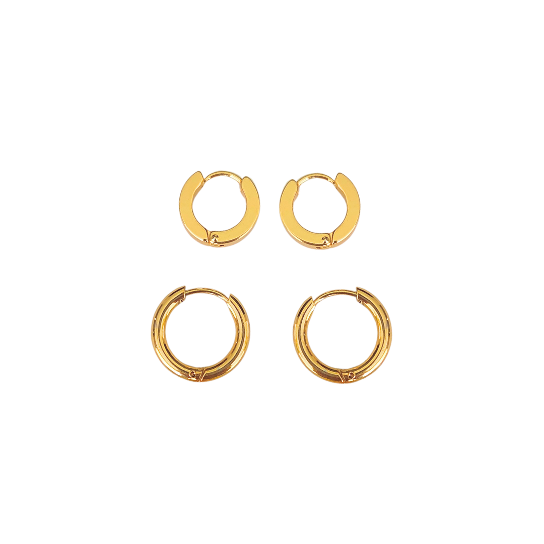 Dupla de Argolinhas Clássicas Banhadas a Ouro 18k