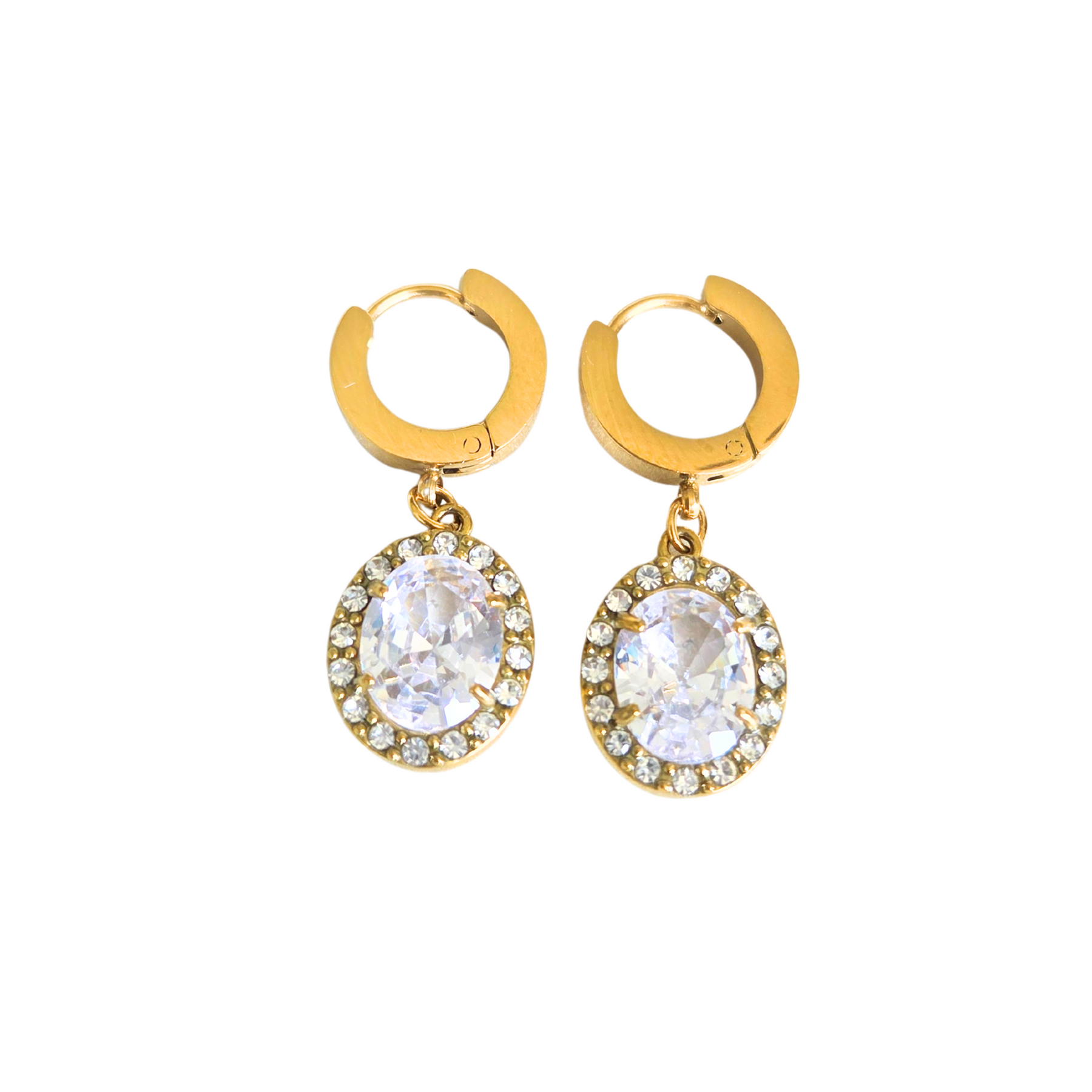 Brinco Argolinha Ponto de Luz Cravejado Banhado a Ouro 18k