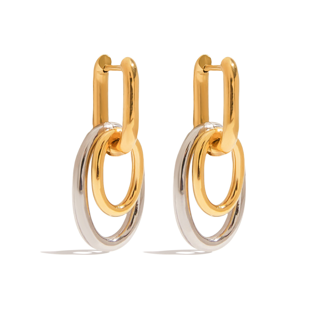 Brinco Argola Duo Círculos Banhado a Ouro 18k