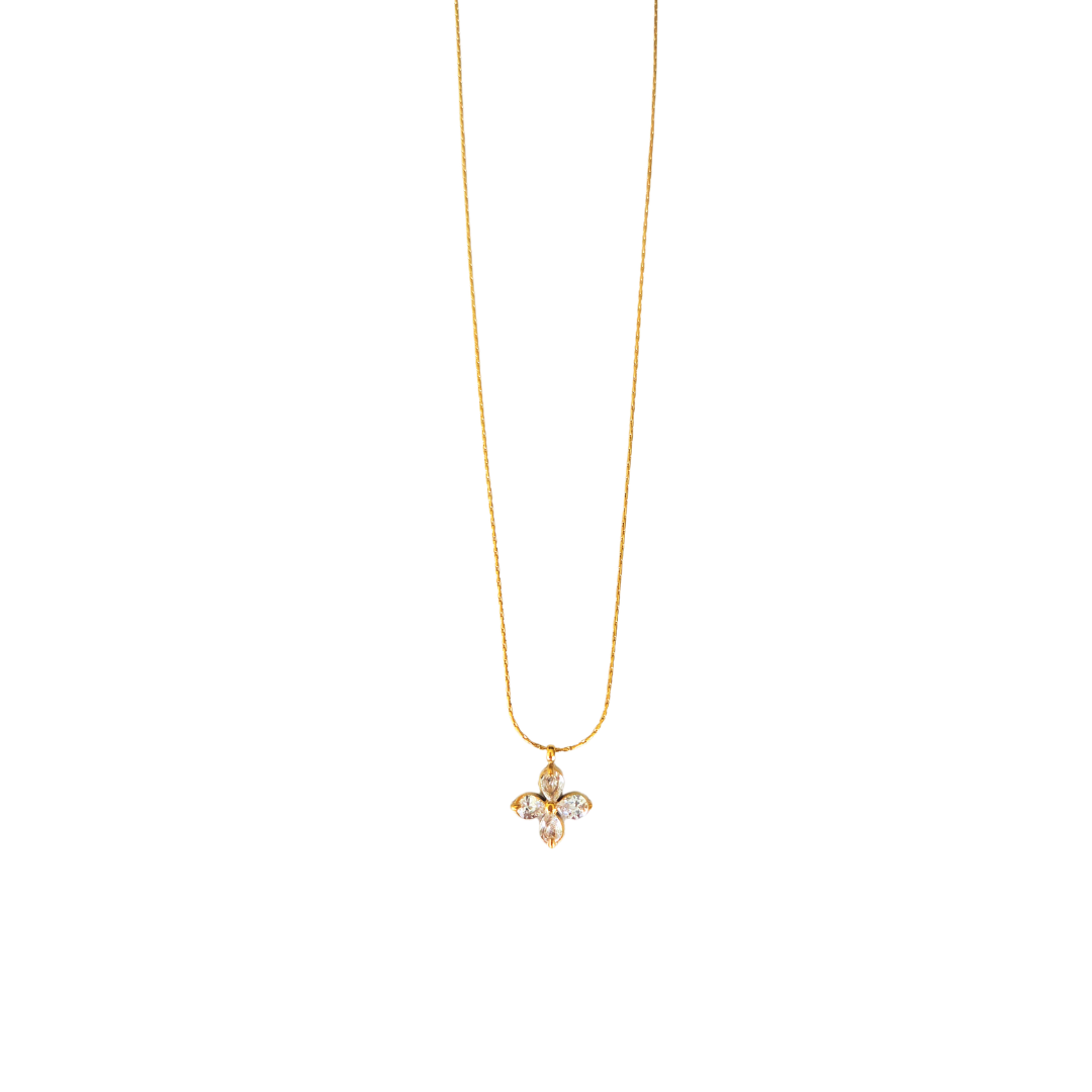 Colar Trevo em Flor Banhado a Ouro 18k