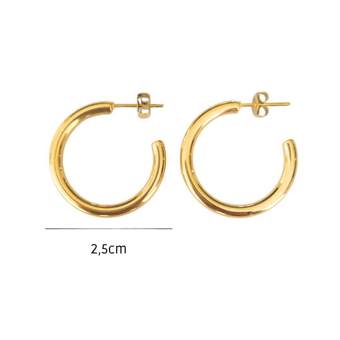 Brinco Argola Clássica 2,5cm Banhado a Ouro 18k
