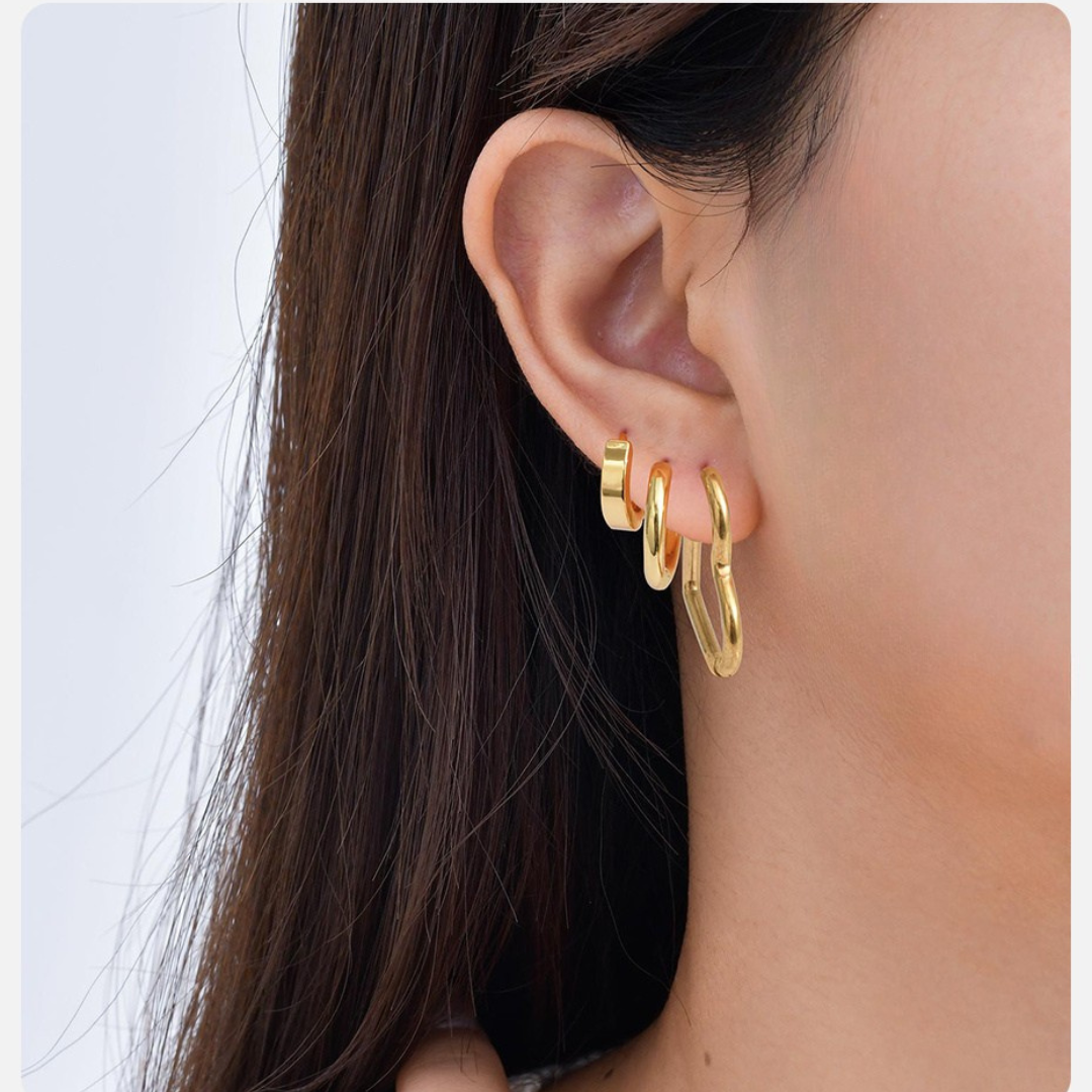 Dupla de Argolinhas Clássicas Banhadas a Ouro 18k