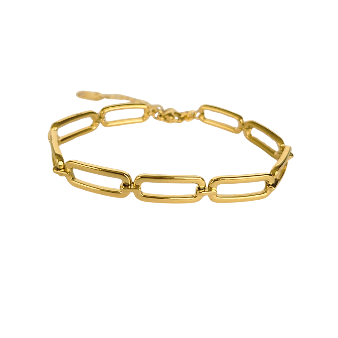 Pulseira Elos Retangulares Banhada a Ouro 18k