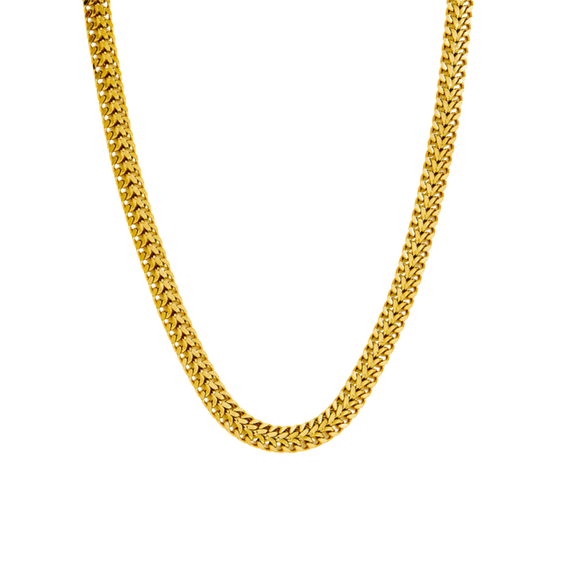 Colar Malha Achatada Banhado a Ouro 18k