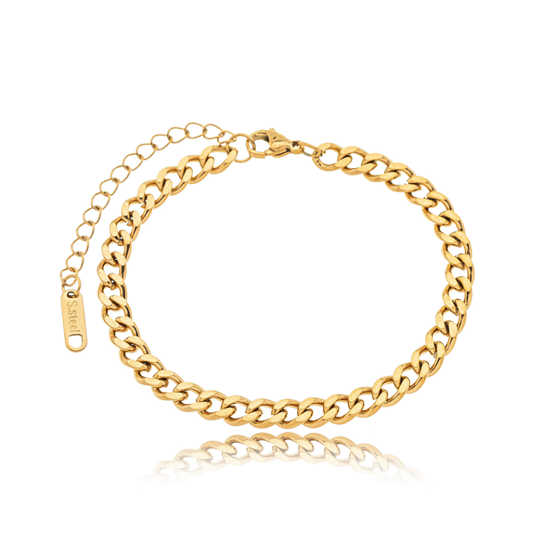 Pulseira Corrente Fina Banhada a Ouro 18k