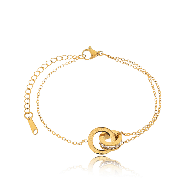 Pulseira Círculos Entrelaçados Banhada a Ouro 18k