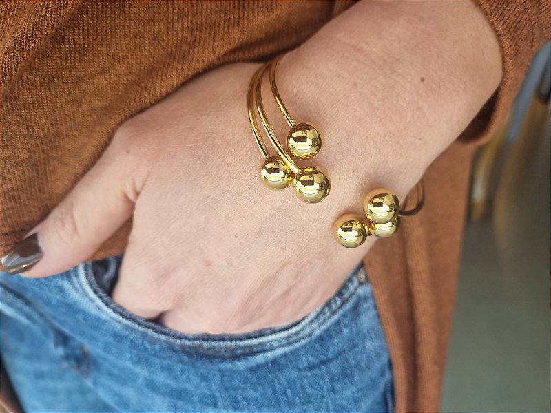 Bracelete Esferas Banhado a Ouro 18k